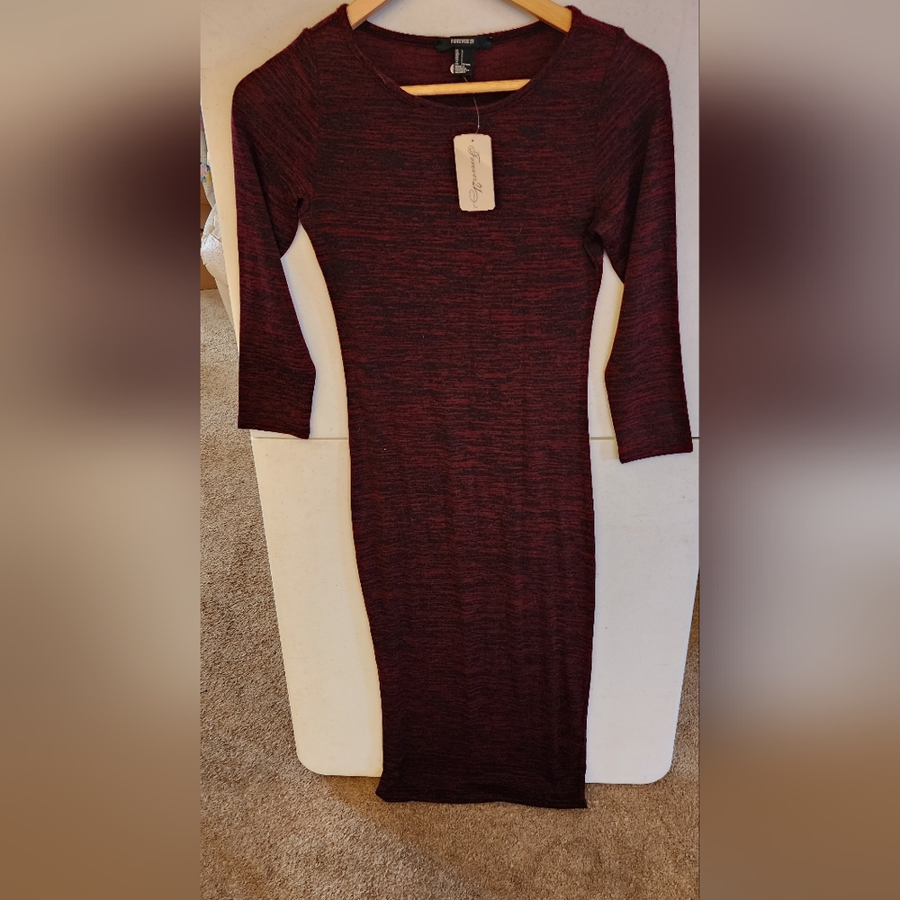 Midi dark red dress
